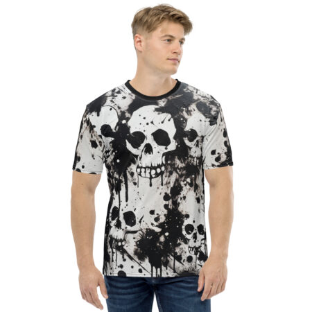 Stylish Black And White Skulls Abstract Painting Uni-Sex Graphic T-Shirt 4 – durable everyday unisex apparel