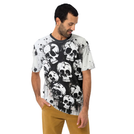 Stylish Black And White Skulls Abstract Painting Uni-Sex Graphic T-Shirt 1 – durable everyday unisex apparel