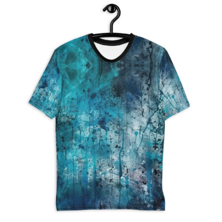 Vibrant Blue Cracked Weathered All Over Print Uni-Sex T-Shirt – eye-catching full print casual top