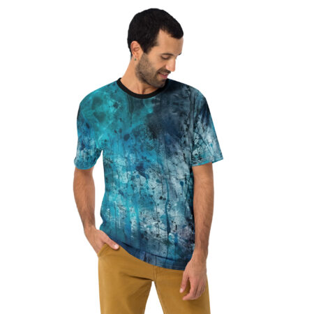 Vibrant Blue Cracked Weathered All Over Print Uni-Sex T-Shirt – eye-catching full print casual top