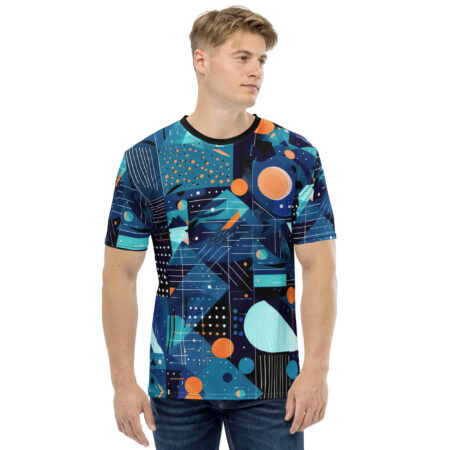 Premium Blue Geometric Pattern #1 All Over Print Uni-Sex T-Shirt – soft all-over print unisex tee