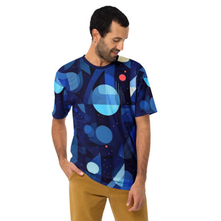 Vibrant Blue Geometric Pattern #2 All Over Print Uni-Sex T-Shirt – eye-catching full print casual top