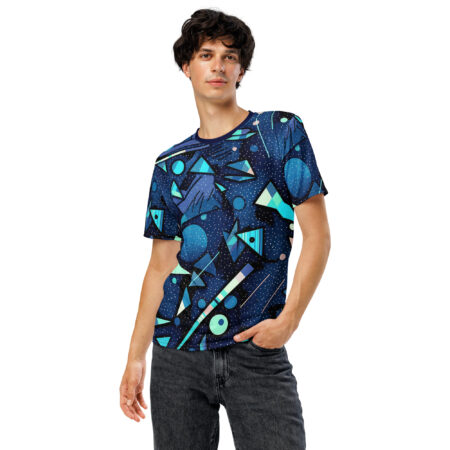 Stylish Blue Geometric Pattern #3 All Over Print Uni-Sex T-Shirt – durable everyday unisex apparel