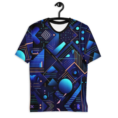 Stylish Blue Geometric Pattern #4 All Over Print Uni-Sex T-Shirt – durable everyday unisex apparel