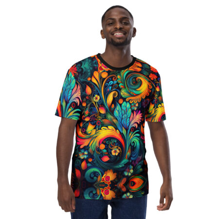 Premium Colorful Floral All Over Print Uni-Sex T-Shirt #1 – soft all-over print unisex tee