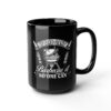 Black coffee mug with a white graphic of a barbecue grill and the text "If Dad Can't Barbecue It No One Can."