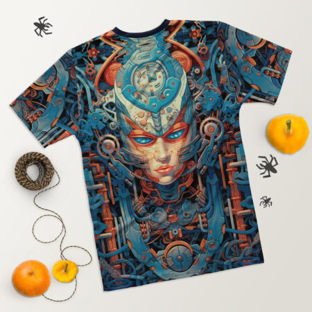 Vibrant Dynamic Biomechanical Skull #5 All Over Print Uni-Sex T-Shirt – eye-catching full print casual top