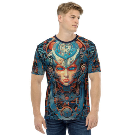 Vibrant Dynamic Biomechanical Skull #5 All Over Print Uni-Sex T-Shirt – eye-catching full print casual top