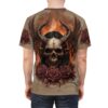 Stylish Flaming Horned Skull Tee — Gothic Skull & Roses All-Over Print – durable everyday unisex apparel