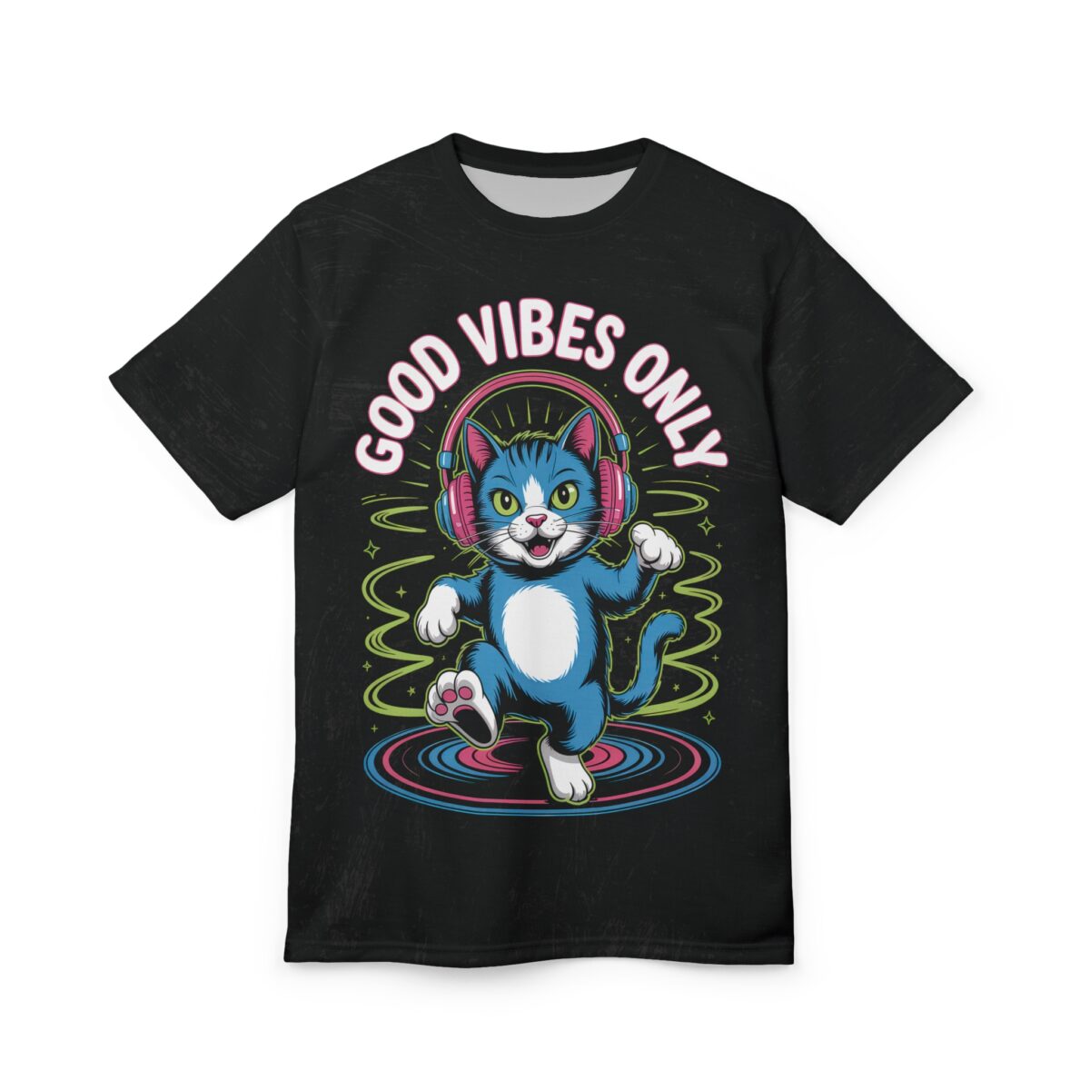 Good Vibes Only Cat Tee | Fun Unisex All Over Print T-Shirt - Image 3