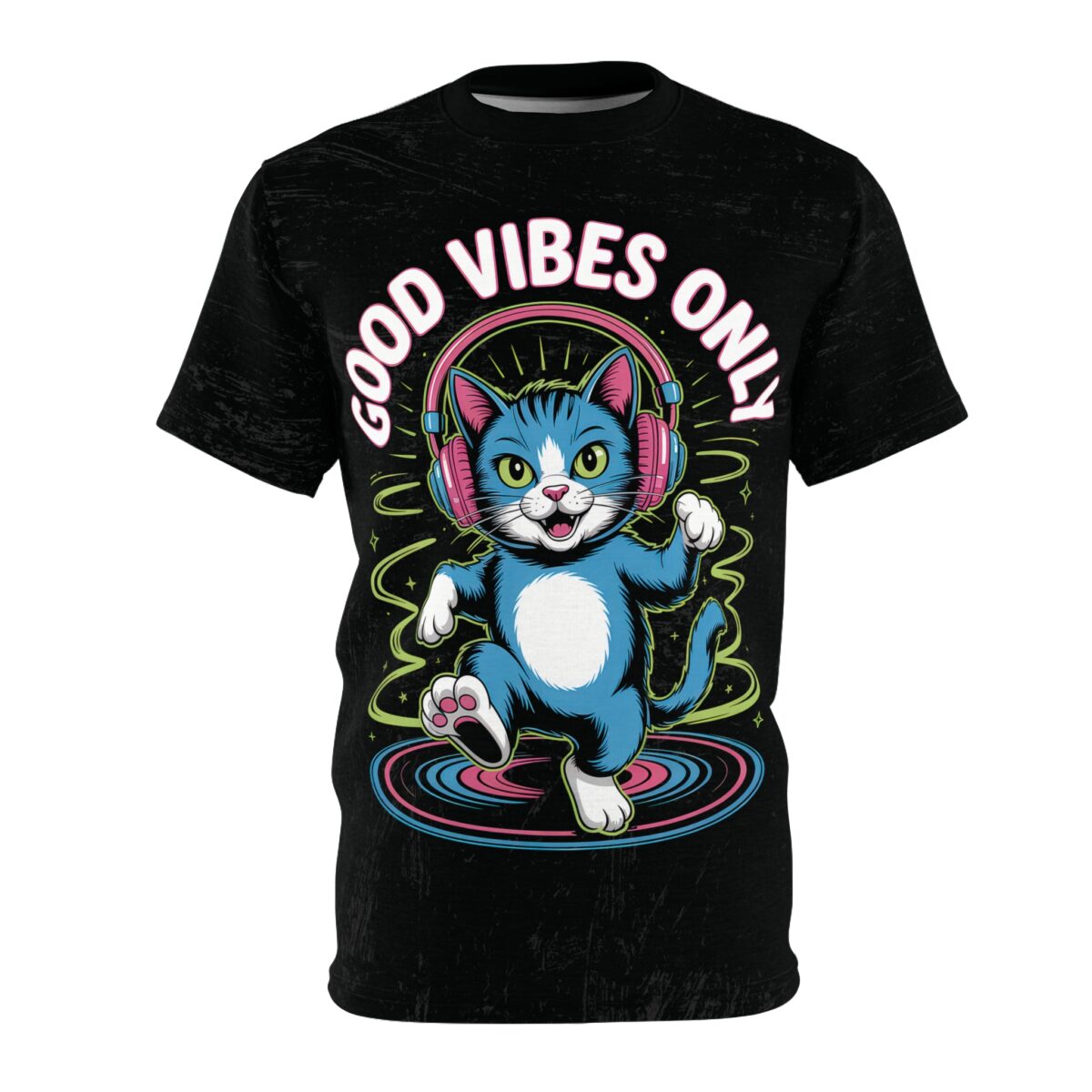 Good Vibes Only Cat Tee | Fun Unisex All Over Print T-Shirt - Image 2