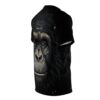 Realistic chimpanzee face and fur pattern covers this all over print t-shirt.