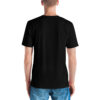 Black fabric covers this tee shirt, showing a man from the back.