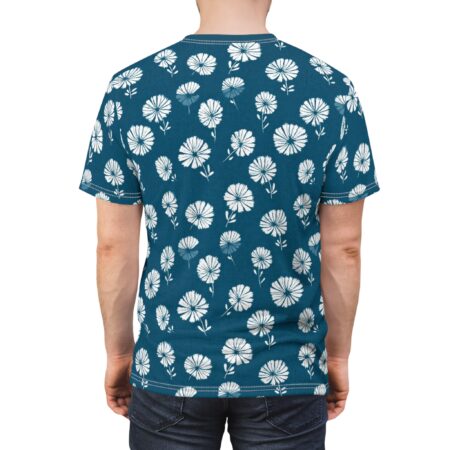 Bold Indigo Shibori Floral All-Over Print Tee – high-quality graphic streetwear t-shirt
