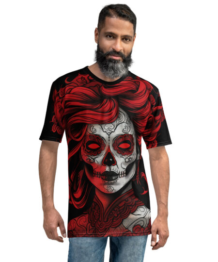 La Calavera Catrina Red Uni-Sex All Print T-Shirt V1