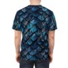 Shimmering deep blue scales cover this all over print apparel, mimicking a mythical dragon's protective hide.