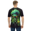 Swirling neon green patterns and a zombie scientist with glowing eyes holding a drink cover this oversized full print tee.