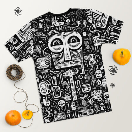 Vibrant Strange Black And White Doodle Uni-Sex All Over T-Shirt #3 – eye-catching full print casual top