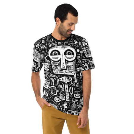 Vibrant Strange Black And White Doodle Uni-Sex All Over T-Shirt #3 – eye-catching full print casual top