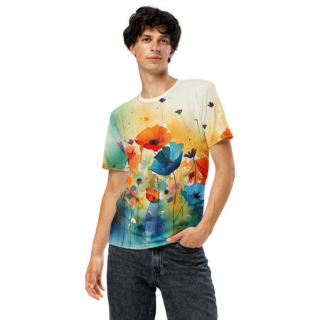 Bold Watercolor Flowers Poppies All Over Print T-Shirt – high-quality graphic streetwear t-shirt