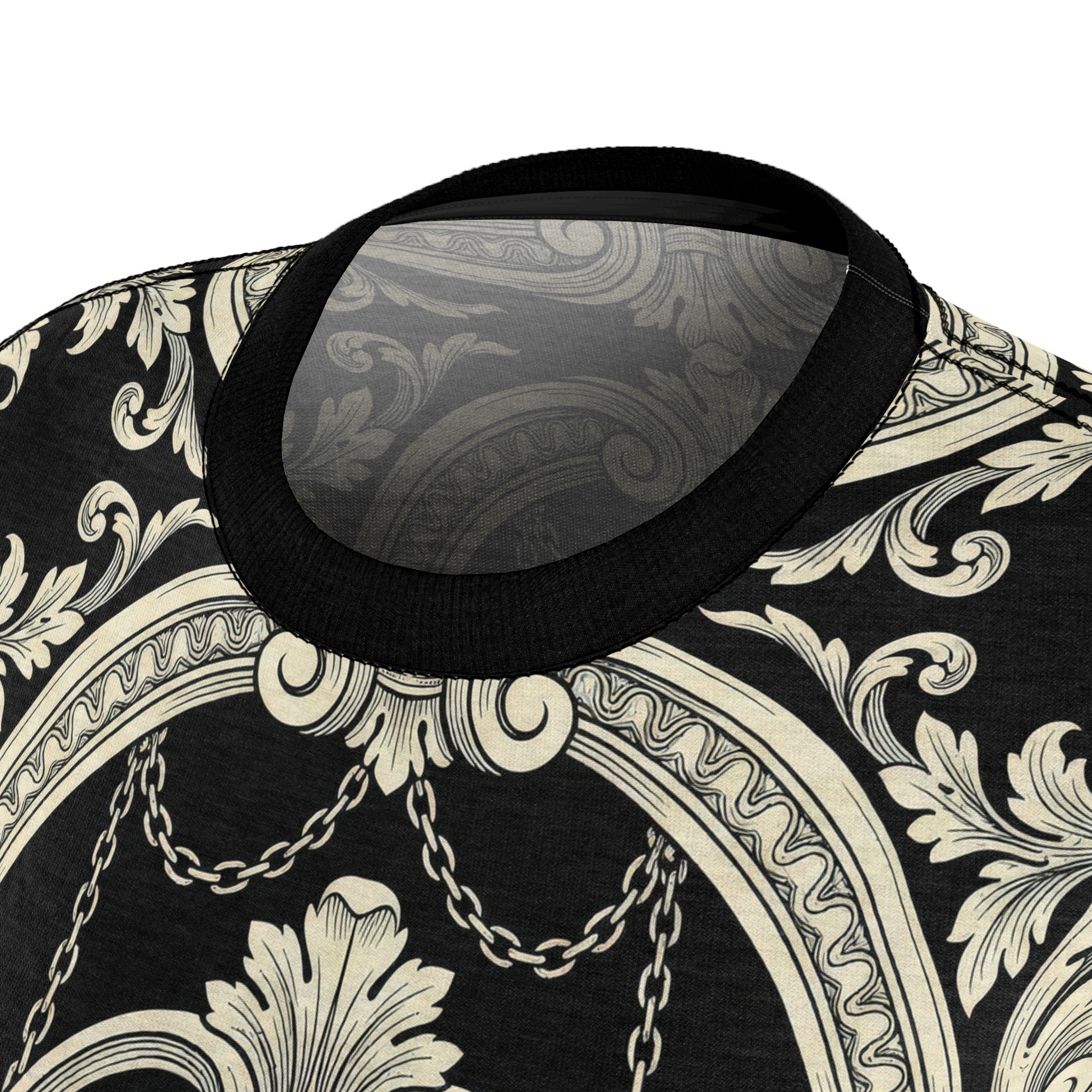 Women's Skull Baroque Tee — Gothic Floral All-Over Print