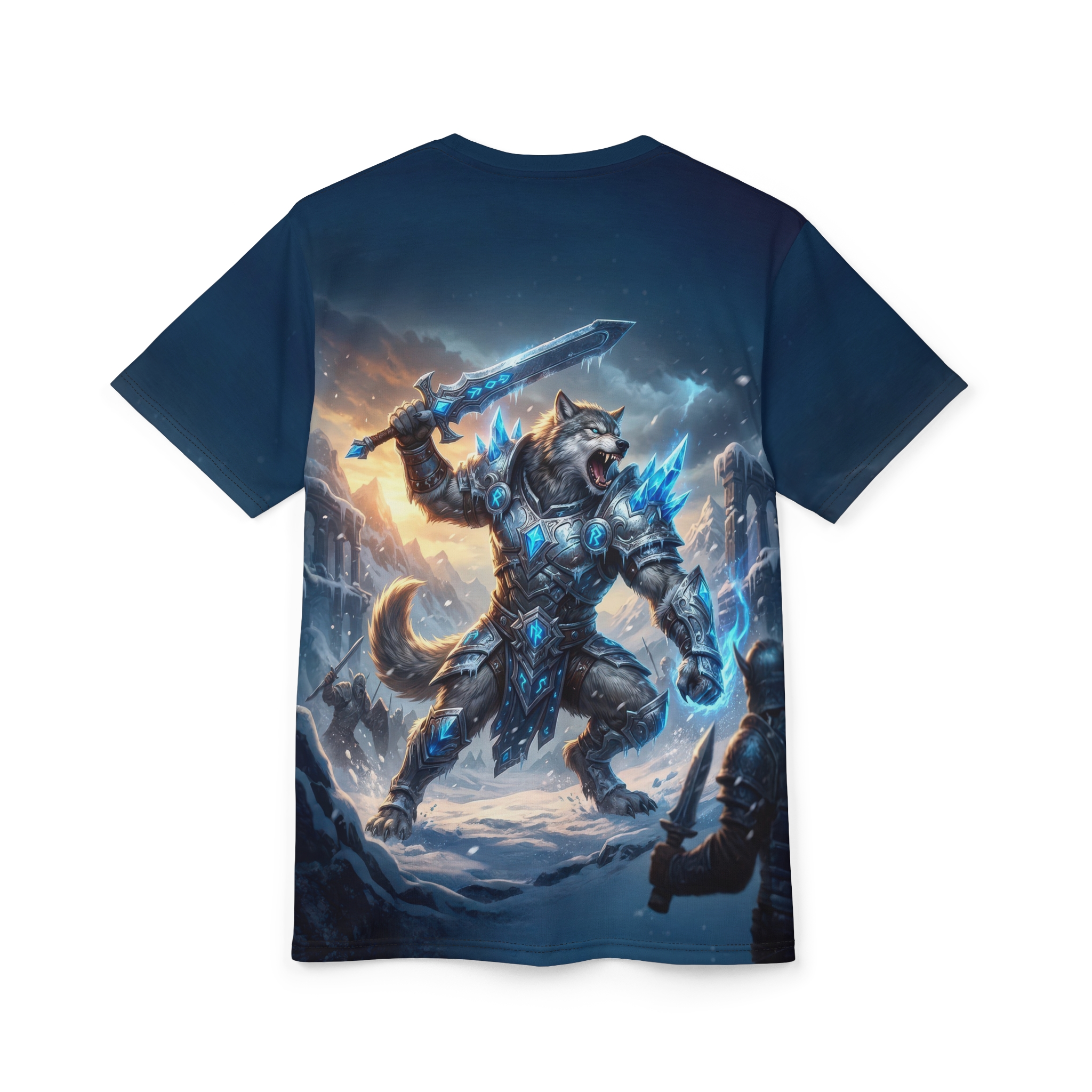 Armored Wolf Warrior Tee — Fantasy Ice Knight All-Over Print - Image 3