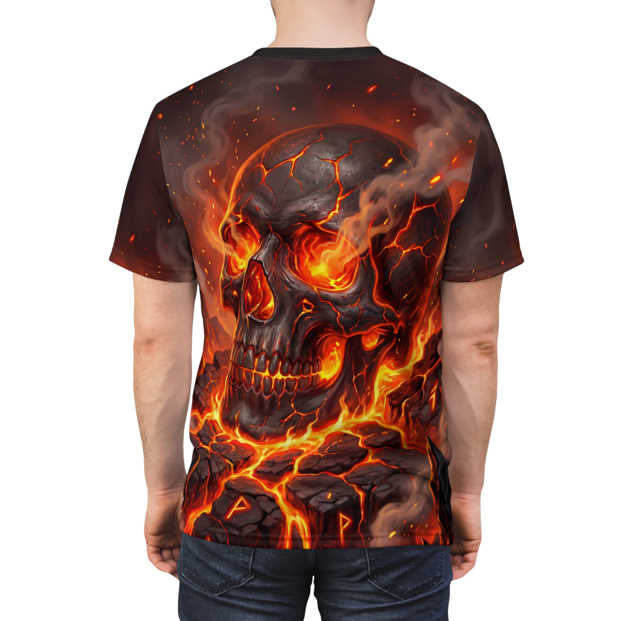 Flaming Skull All-Over Graphic Tee - Image 2