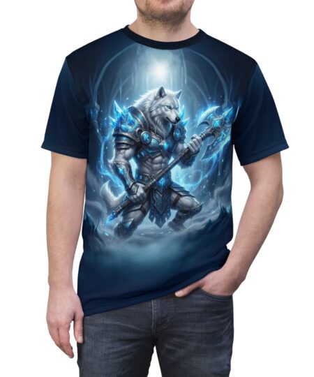 Ice Wolf Warrior T-Shirt — Fantasy Arctic Werewolf Battle Tee