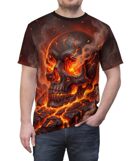 Flaming Skull All-Over Graphic Tee
