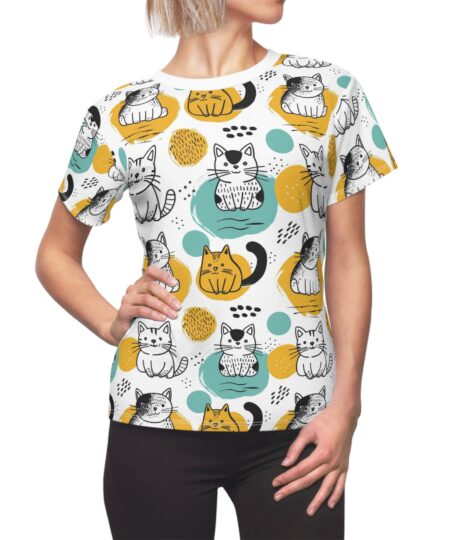 Cute Cats Allover Print Women's Tee — Playful Kittens Pattern