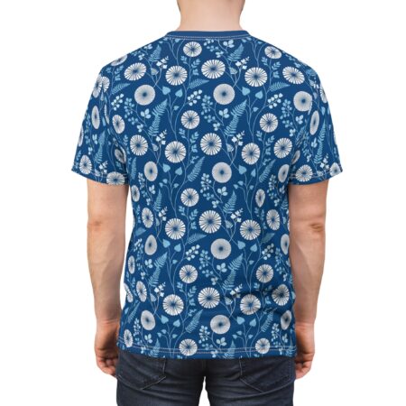 Vibrant Indigo Elegant Botanical Pattern - Cyanotype Floral Design – eye-catching full print casual top