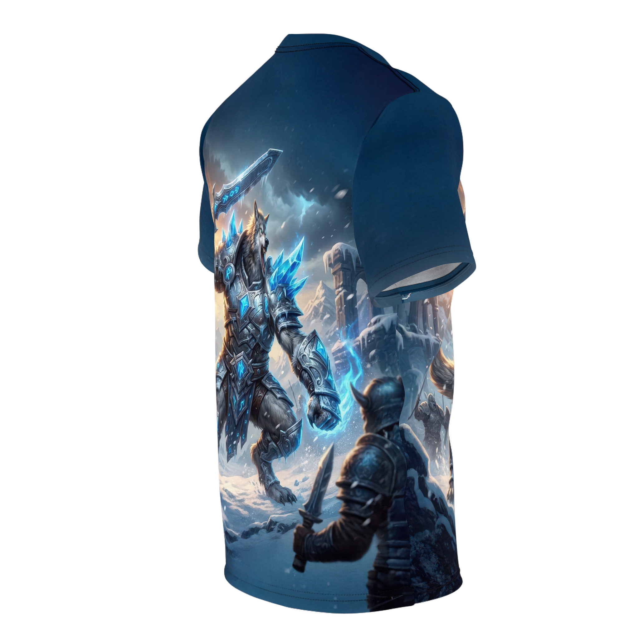 Armored Wolf Warrior Tee — Fantasy Ice Knight All-Over Print - Image 4