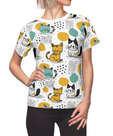 Cute Retro Cats All-Over Print Women's Tee