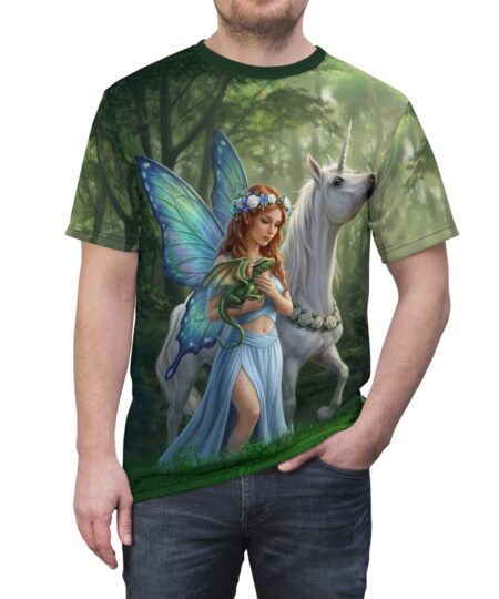 Fairy & Unicorn Tee — Enchanted Forest All-Over Print