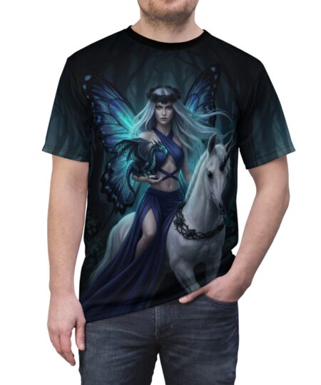Mystic Fairy & Unicorn Tee — Fantasy Gothic AOP Shirt