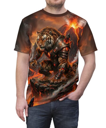 Tiger Warrior Lava T-Shirt — Fiery Fantasy All-Over Print Tee