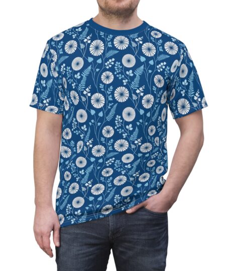 Indigo Elegant Botanical Pattern - Cyanotype Floral Design