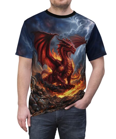 Fire Dragon All-Over Print Tee — Fantasy Dragon Graphic Shirt