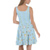Comfortable Blue Daisy & Cute Cat Faces Women's Skater Dress – trendy women’s skater outfit