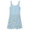 Comfortable Blue Daisy & Cute Cat Faces Women's Skater Dress – trendy women’s skater outfit