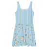 Comfortable Blue Daisy & Cute Cat Faces Women's Skater Dress – trendy women’s skater outfit