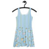 Comfortable Blue Daisy & Cute Cat Faces Women's Skater Dress – trendy women’s skater outfit