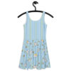 Comfortable Blue Daisy & Cute Cat Faces Women's Skater Dress – trendy women’s skater outfit