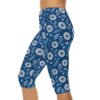 Stretchy Blue Floral Capri Leggings - Navy Botanical Print Women’s – eye-catching printed capri pants - Detail View 4