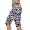 Vibrant Capri Leggings - Bold Black / White Tribal Faces All Over Print – high-waisted all-over design leggings - Detail View 5