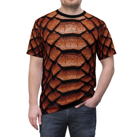 Premium Dragon Scale Armor Print Tee — Orange Dragon / Reptile Pattern All-Over T-Shirt – soft all-over print unisex tee