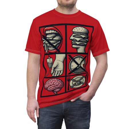 Premium Graphic Tee — Forbidden Foods & Vices Icon Grid Food Addiction – soft all-over print unisex tee