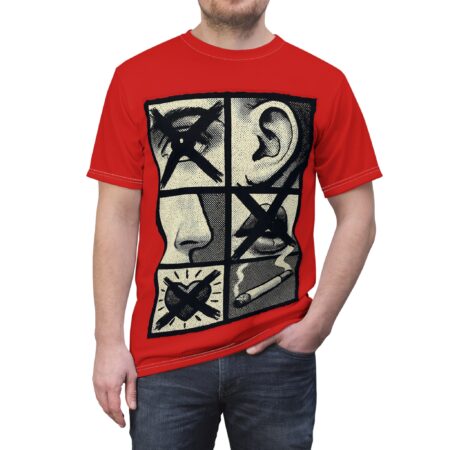 Comfortable Graphic Tee — Pop Art Propaganda Illustration All Over Print – breathable cotton all-over design