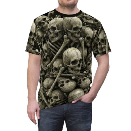 Stylish Skull Pile All-Over Print Tee – durable everyday unisex apparel
