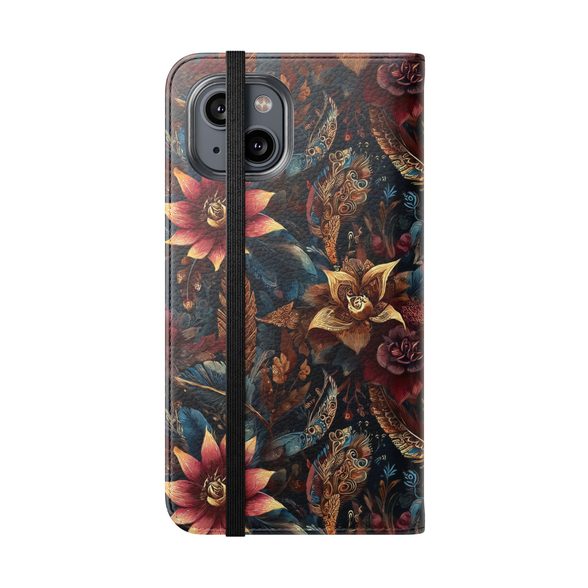 Floral Vintage Flip Phone Case — Dark Botanical Wallet Cover - Image 30